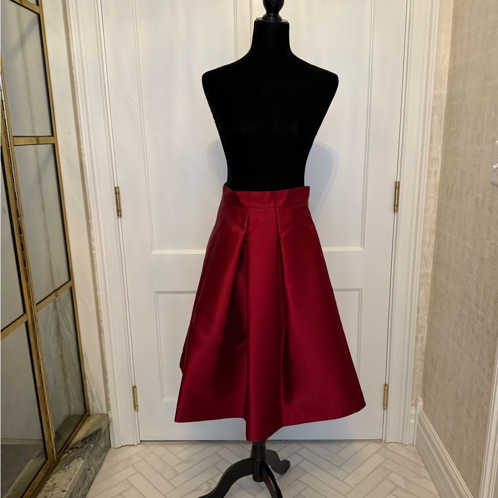 Eliza J Burgundy A-Line midi Skirt